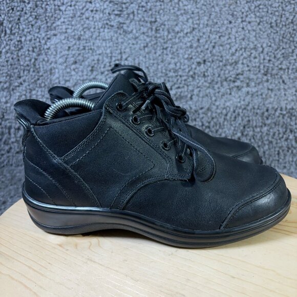 Orthofeet Shoes Rosel Boots Women Size 6 Wide Black Leather Comfort Ankle Bootie - Picture 3 of 9